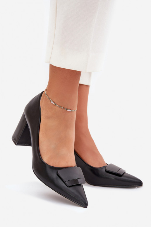 Czółenka Na SłupkuwithOzdobą Czarne Celira