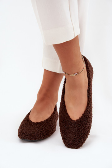 Ladies Ballet Flats With Sheepskin Chocolate Zimira 2