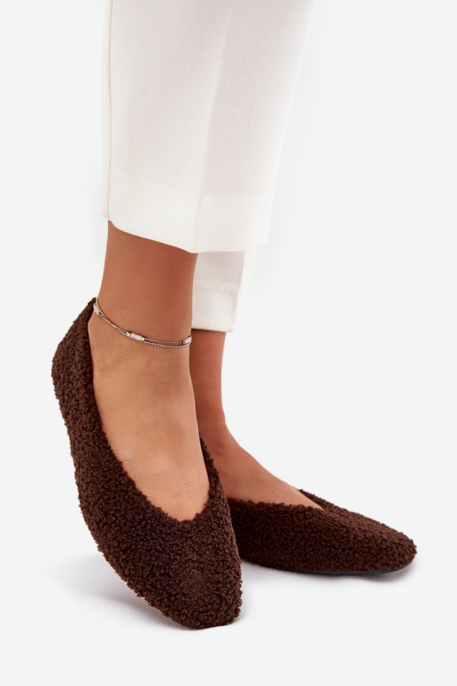 Ladies Ballet Flats With Sheepskin Chocolate Zimira Ladies Ballet Flats With Sheepskin Chocolate Zimira
