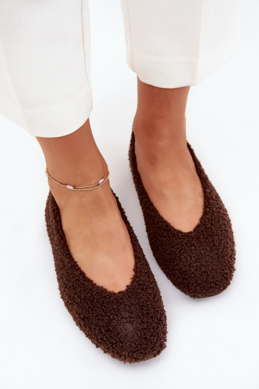 Ladies Ballet Flats With Sheepskin Chocolate Zimira Ladies Ballet Flats With Sheepskin Chocolate Zimira