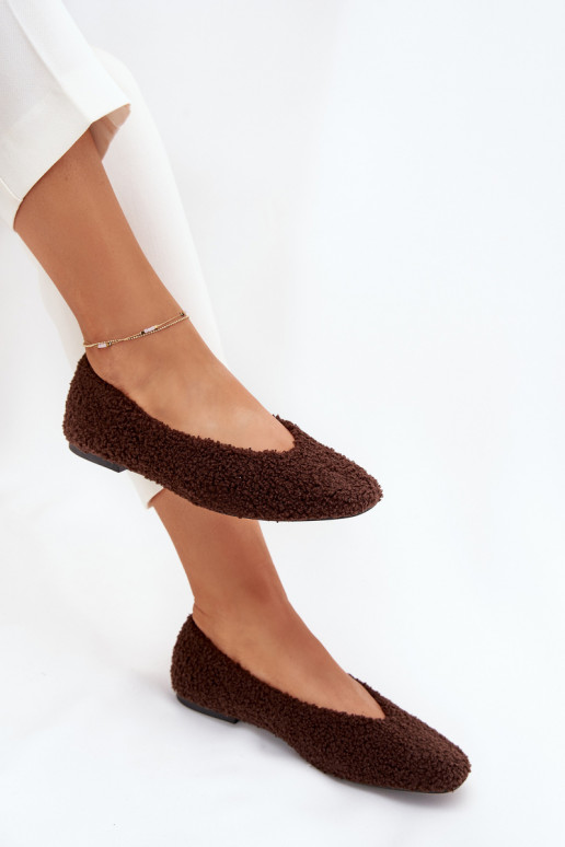 Ladies Ballet Flats With Sheepskin Chocolate Zimira Ladies Ballet Flats With Sheepskin Chocolate Zimira