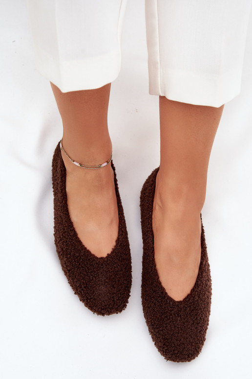 Ladies Ballet Flats With Sheepskin Chocolate Zimira Ladies Ballet Flats With Sheepskin Chocolate Zimira