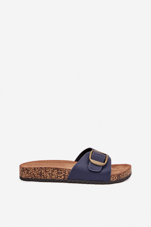 Women's Sandals On Cork Platform With Buckle Blue Vianara