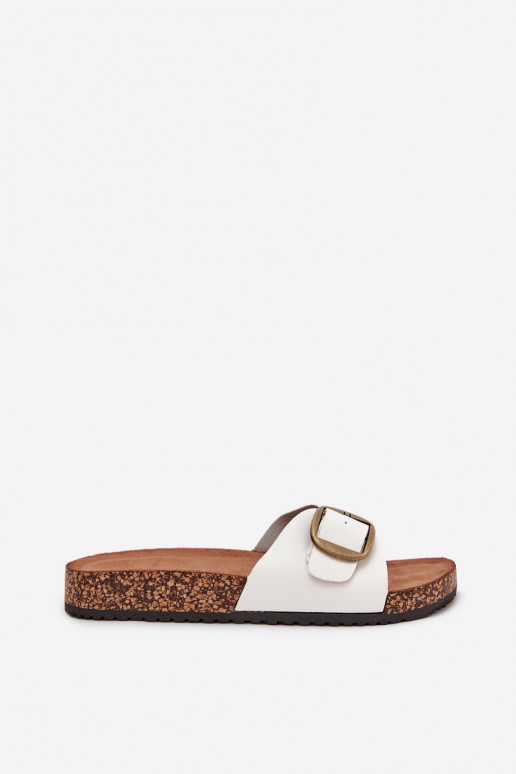 Women's Cork Platform Sandals With Buckle White Vianara