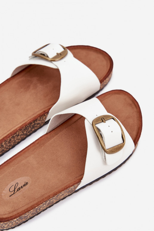 Women's Cork Platform Sandals With Buckle White Vianara