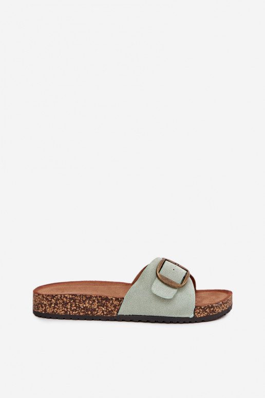 Women's sandals with buckle on cork platform mint Zavira