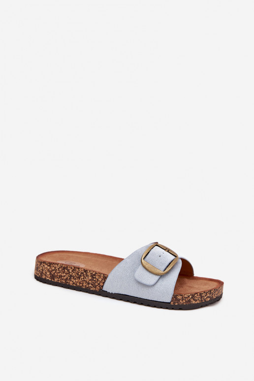 Women's Slippers With Buckle On Cork Platform Blue Zavira