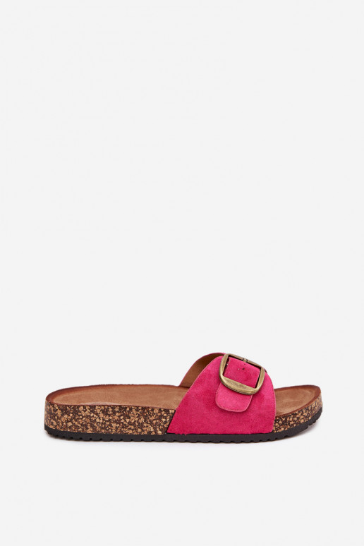 Women's sandals with buckle on cork platform fuchsia Zavira