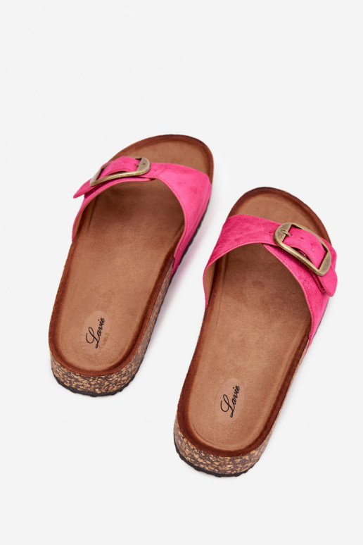 Women's sandals with buckle on cork platform fuchsia Zavira