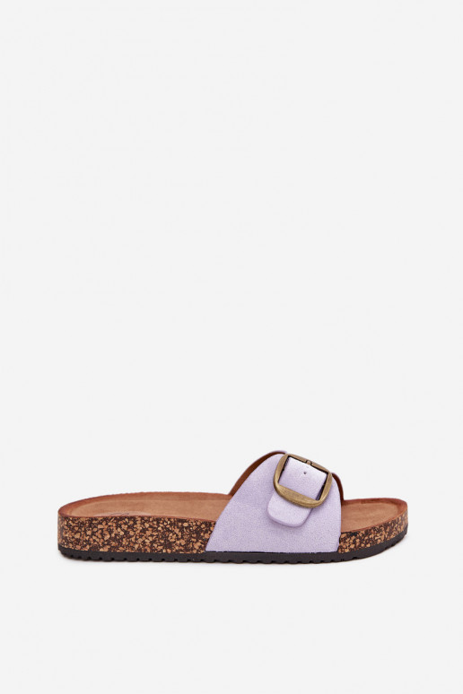 Women's Slippers With Buckle On Cork Platform Lilac Zavira