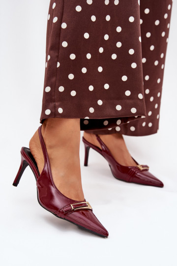 Lacquered Stiletto Heels With Gold Buckle Bordeaux Vivae