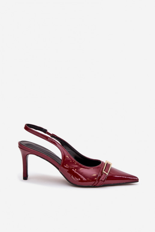 Lacquered Stiletto Heels With Gold Buckle Bordeaux Vivae