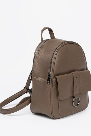 Darkbeige backpack ladies from eco leather