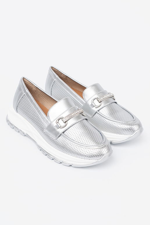 silver color INomens moccasins z dekoracyjnym goldenm elementem silver color INomens moccasins z dekoracyjnym goldenm elementem