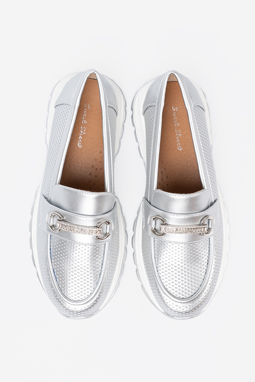 silver color INomens moccasins z dekoracyjnym goldenm elementem silver color INomens moccasins z dekoracyjnym goldenm elementem