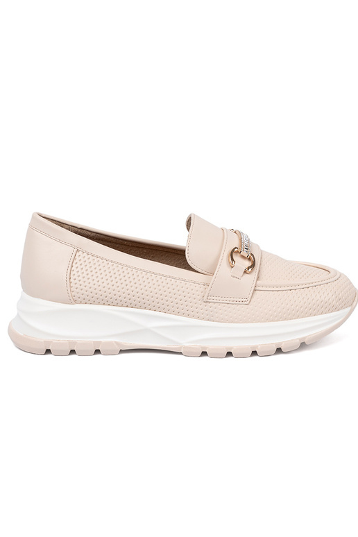 ivory INomens moccasins z dekoracyjnym goldenm elementem ivory INomens moccasins z dekoracyjnym goldenm elementem