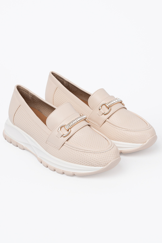 ivory INomens moccasins z dekoracyjnym goldenm elementem ivory INomens moccasins z dekoracyjnym goldenm elementem