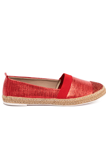 red espadrilles z błyszczącą nitką 2
