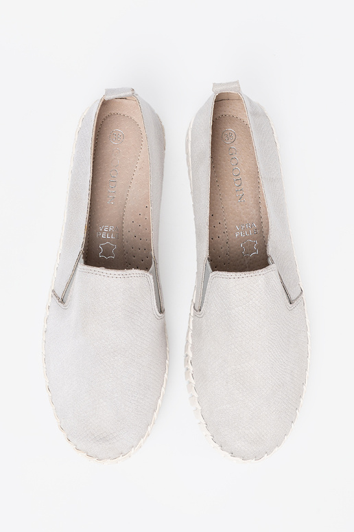 Jasnoszare trampki slip-on z elastycznymi wstawkami Jasnoszare trampki slip-on z elastycznymi wstawkami