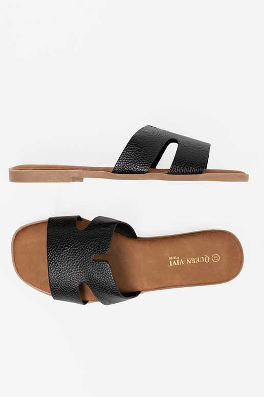 black slippers Inomens from eco leather black slippers Inomens from eco leather