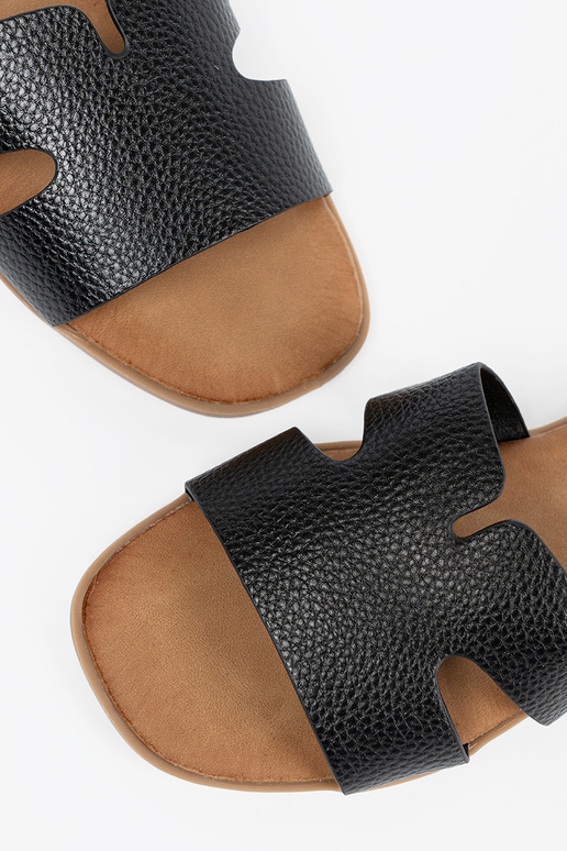 Czarne klapki damskie z eko skóry Czarne klapki damskie z eko skóry