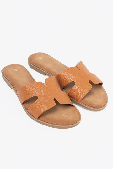 caramel colors slippers Inomens z Inycięciami