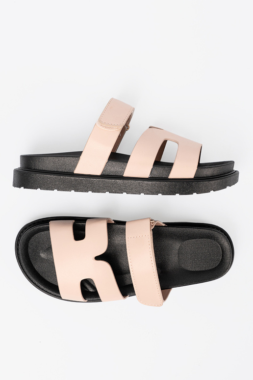 beige slippers Inith straps Velcro beige slippers Inith straps Velcro