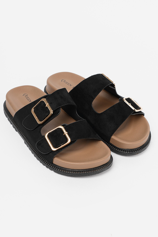 black slippers Inomens ze goldenmi klamrami black slippers Inomens ze goldenmi klamrami