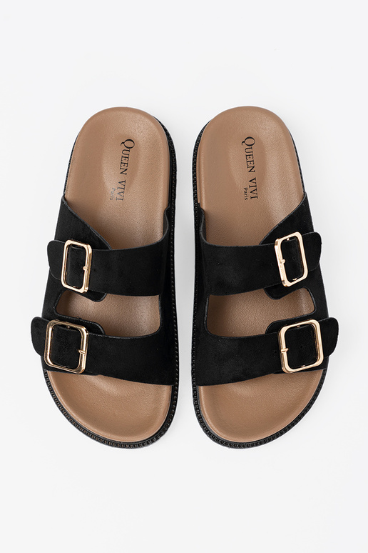 black slippers Inomens ze goldenmi klamrami black slippers Inomens ze goldenmi klamrami