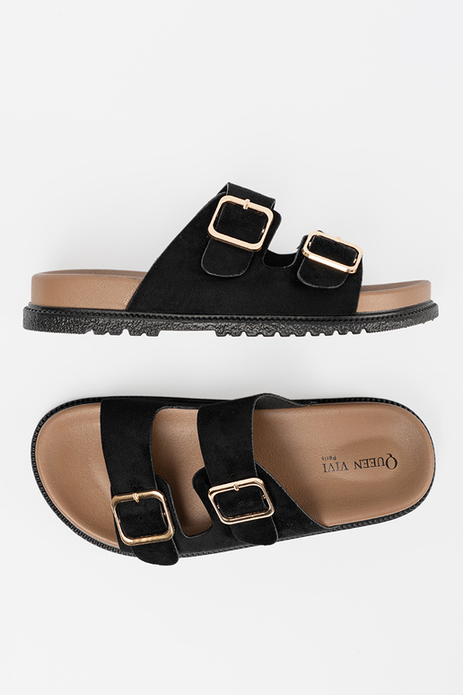 black slippers Inomens ze goldenmi klamrami black slippers Inomens ze goldenmi klamrami