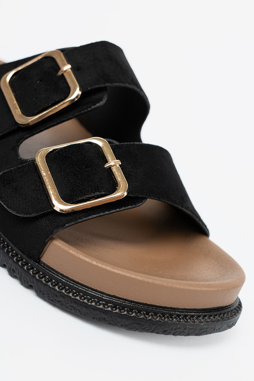 black slippers Inomens ze goldenmi klamrami black slippers Inomens ze goldenmi klamrami