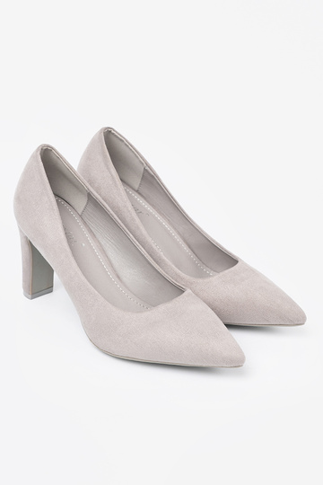 The classic model gray High heels of suede on highheels