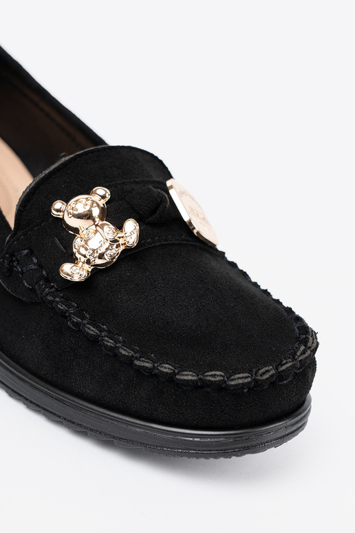 black of suede shoes z ozdobnym misiem