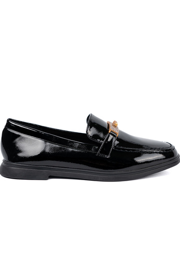 Elegant style lacquered INomens moccasins z złotą ozdobą 2