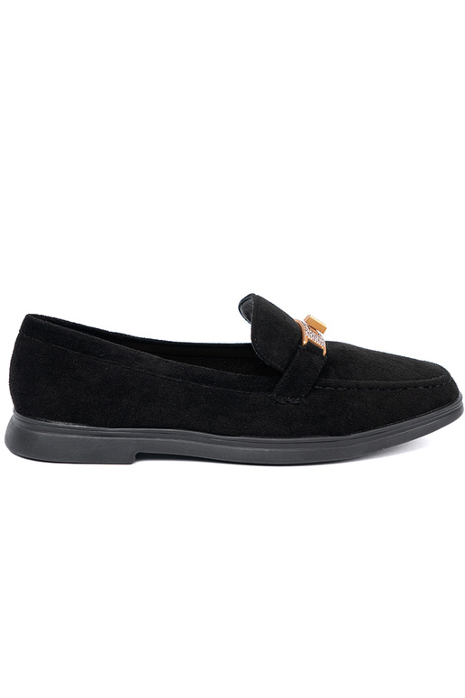 black of suede INomens moccasins z elegancką złotą ozdobą black of suede INomens moccasins z elegancką złotą ozdobą