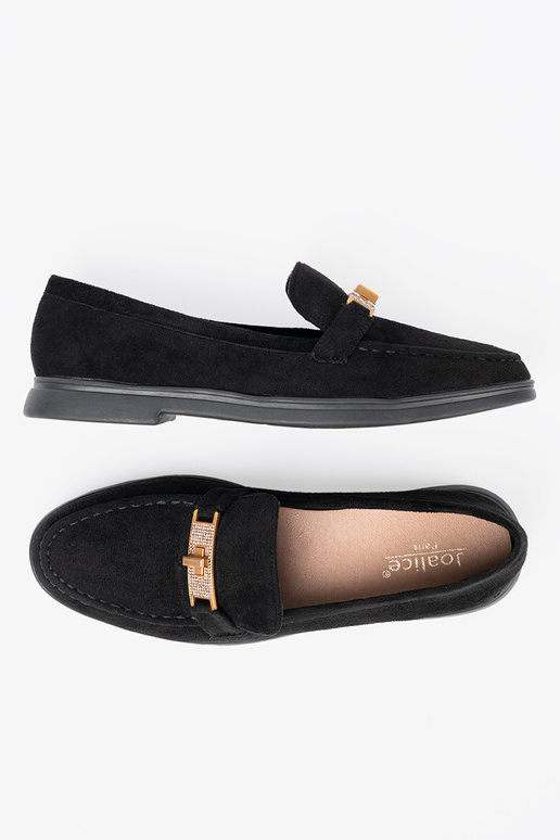 black of suede INomens moccasins z elegancką złotą ozdobą black of suede INomens moccasins z elegancką złotą ozdobą