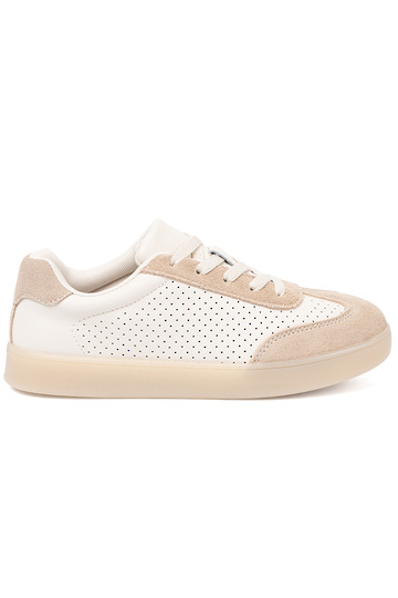 Sneakersy damskie ażurowe jasnobeżowe 2