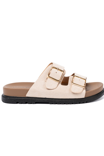 Fashionable slippers brightlybeige z zamszoInym Inykończeniem 2