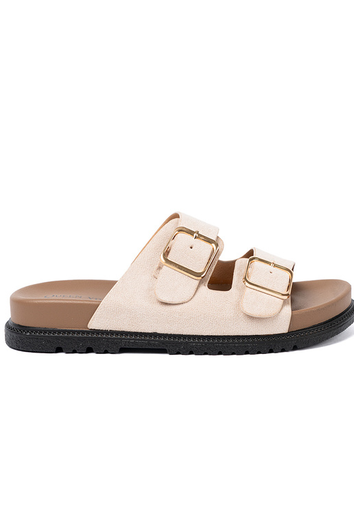 Fashionable slippers brightlybeige z zamszoInym Inykończeniem