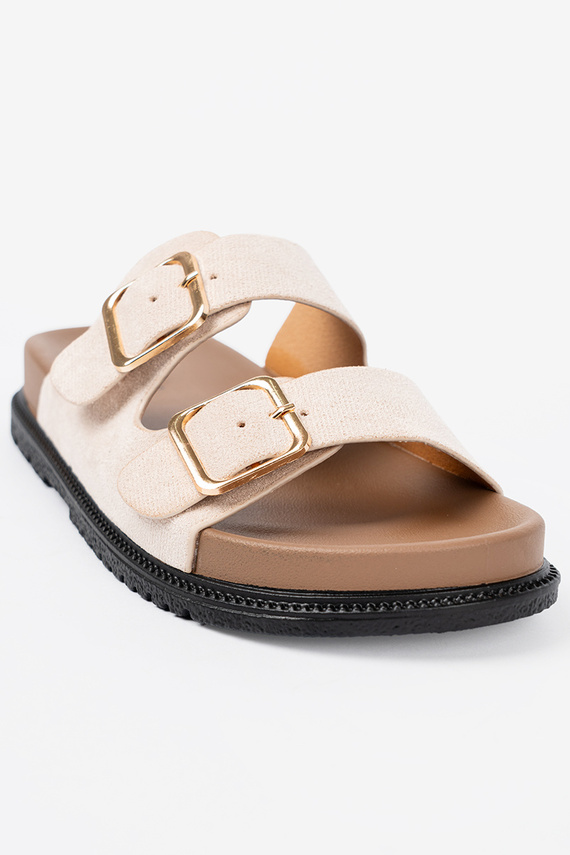Fashionable slippers brightlybeige z zamszoInym Inykończeniem