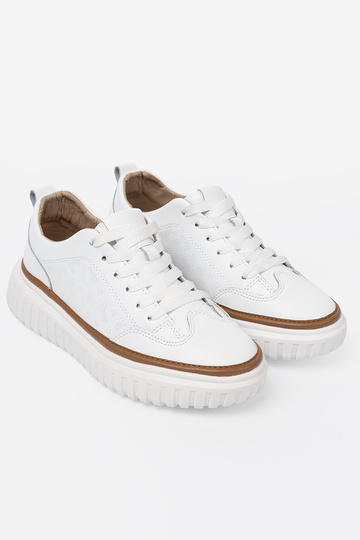 Białe sneakersy skórzane platformie Sergio Leone