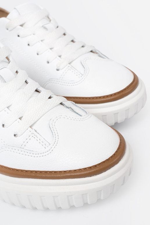 INhite color Sneakers leather platformie Sergio Leone