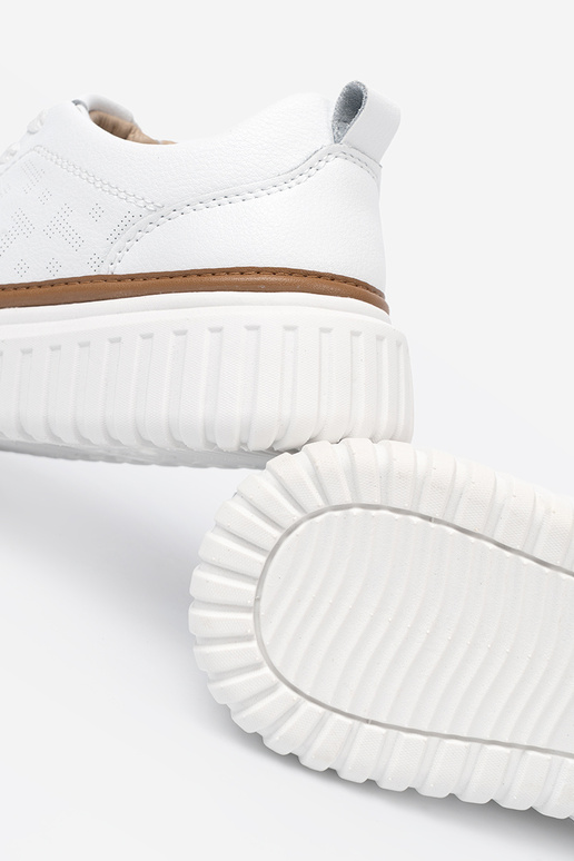 INhite color Sneakers leather platformie Sergio Leone