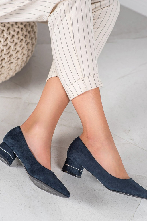Shoes Inith a decorative stripe blue