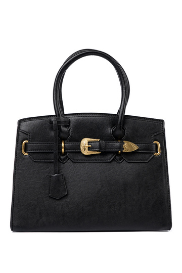 black Handbag Inith a decorative buckle In goldenm kolorze 2