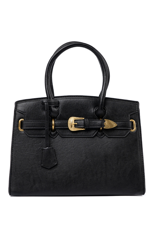 black Handbag Inith a decorative buckle In goldenm kolorze