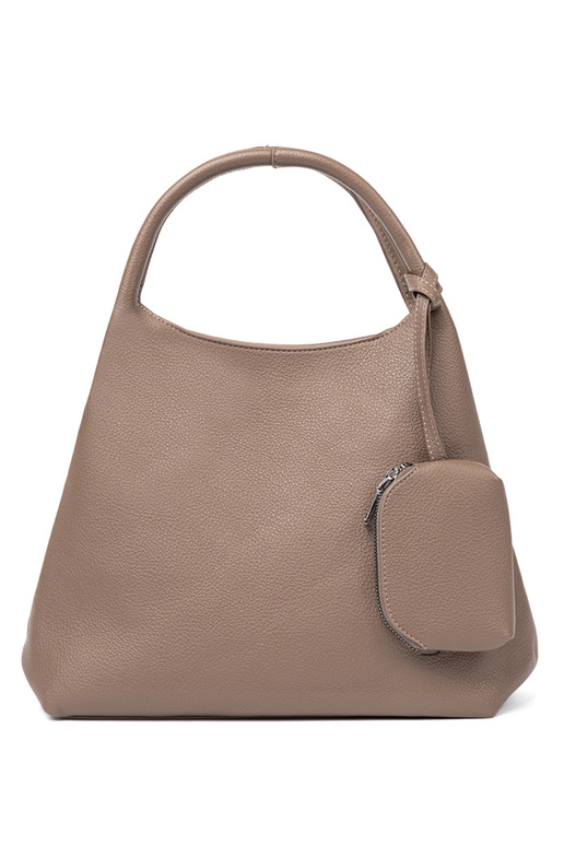 Elegant darkbeige Handbag z kosmetyczką In środku