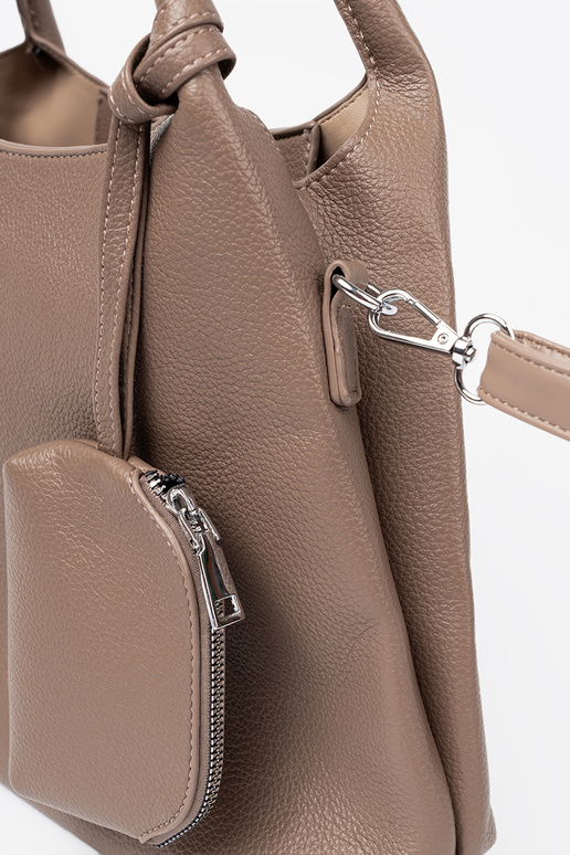 Elegant darkbeige Handbag z kosmetyczką In środku