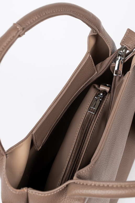 Elegant darkbeige Handbag z kosmetyczką In środku