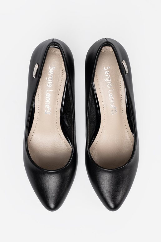 Stylowe czółenka na obcasie w kolorze czarnym Sergio Leone